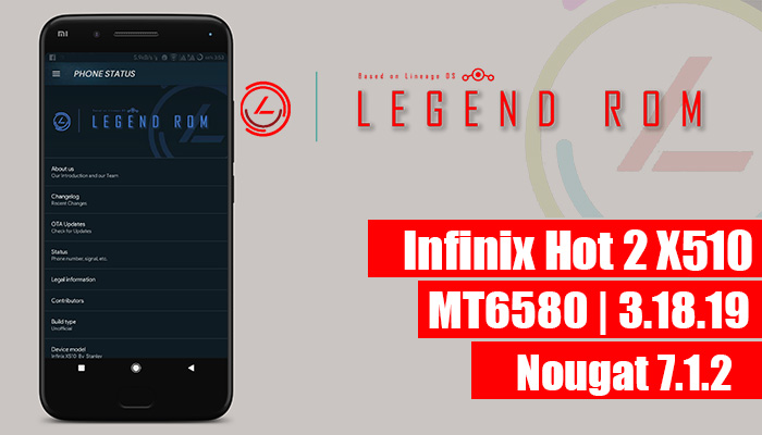 legendRom, Legend Nougat Custom Rom For Infinix Hot 2 X510