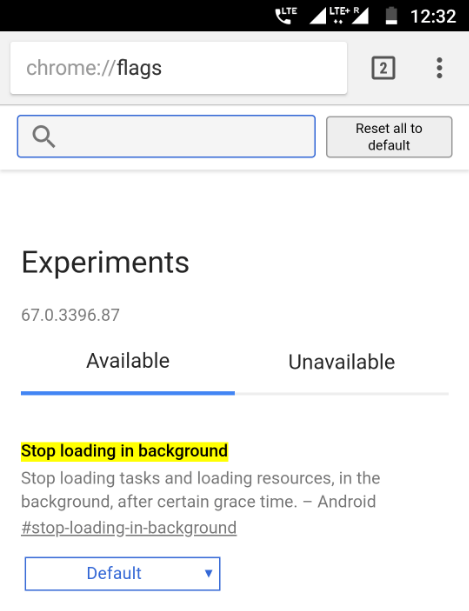 Google Chrome Android - stop loading in background