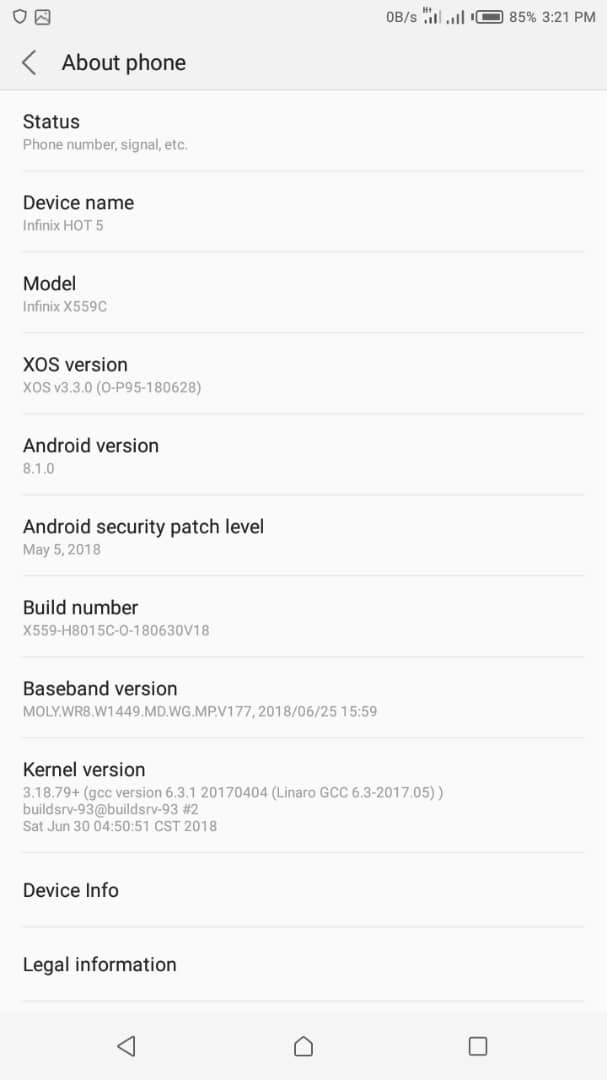 Official Android 8.1.0 Oreo Firmware For Infinix Hot 5 X559C