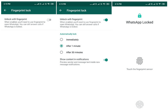 WhatsApp Fingerprint Authentication Feature
