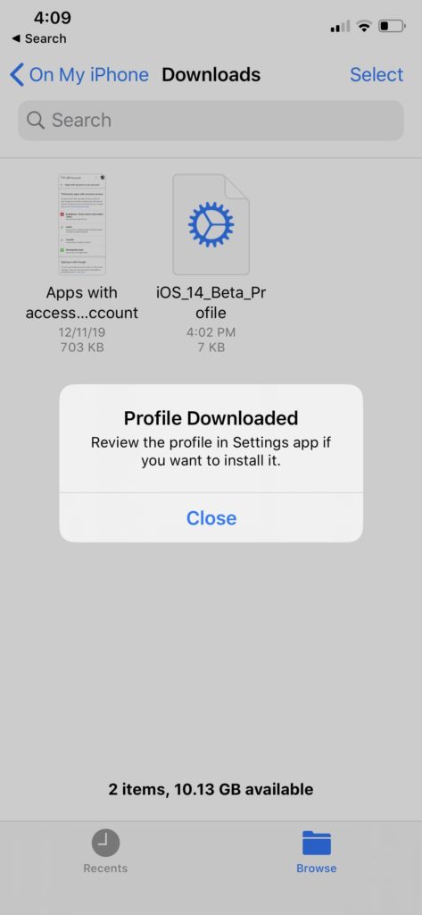 download iOS 14 beta configuration profile