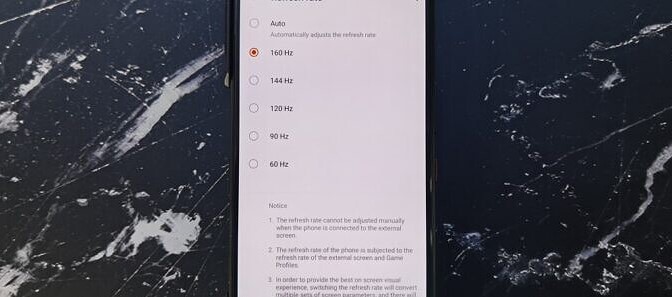 Asus ROG Phone 3 160Hz refresh rate mode 