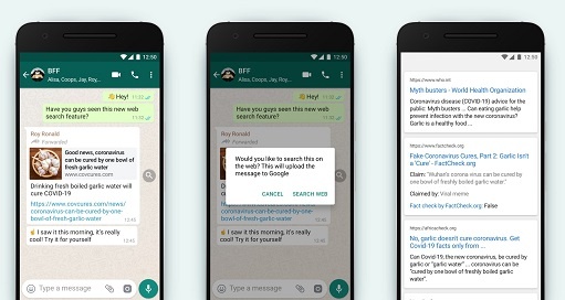 WhatsApp search message on the web feature