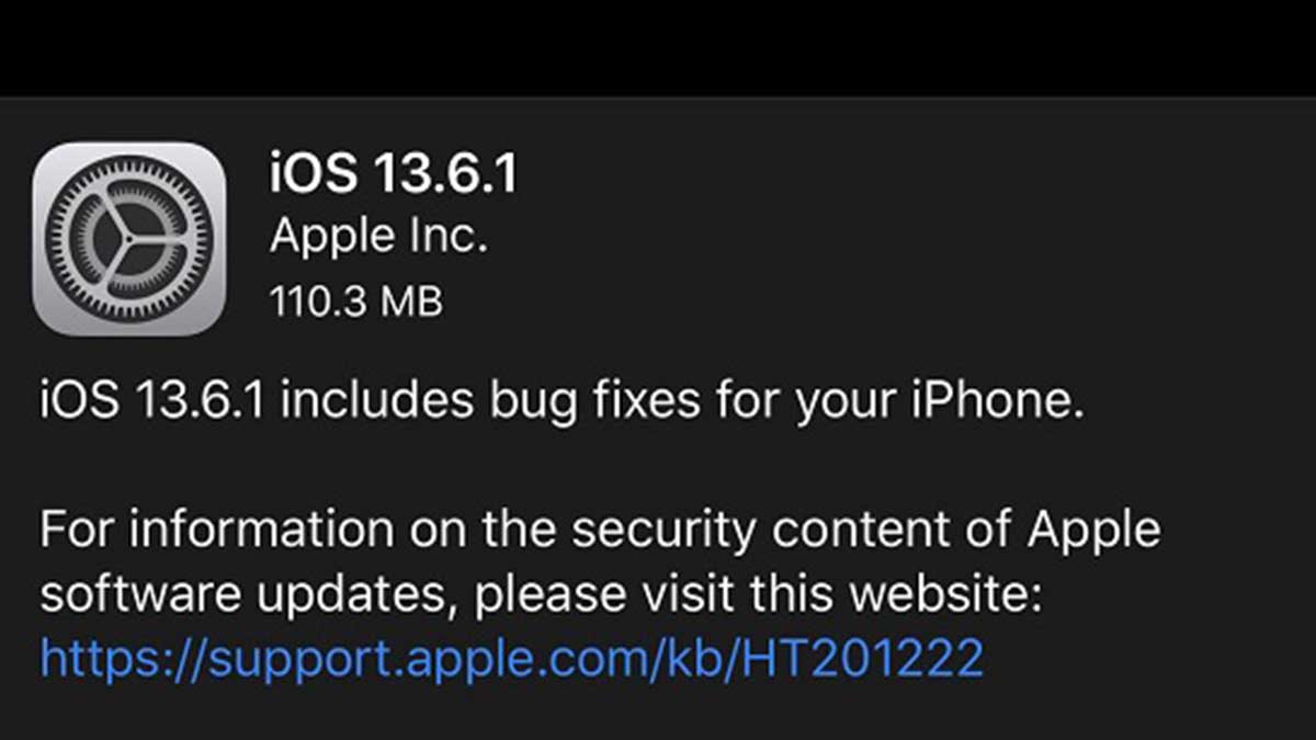 iOS and iPad OS 13.6.1 update