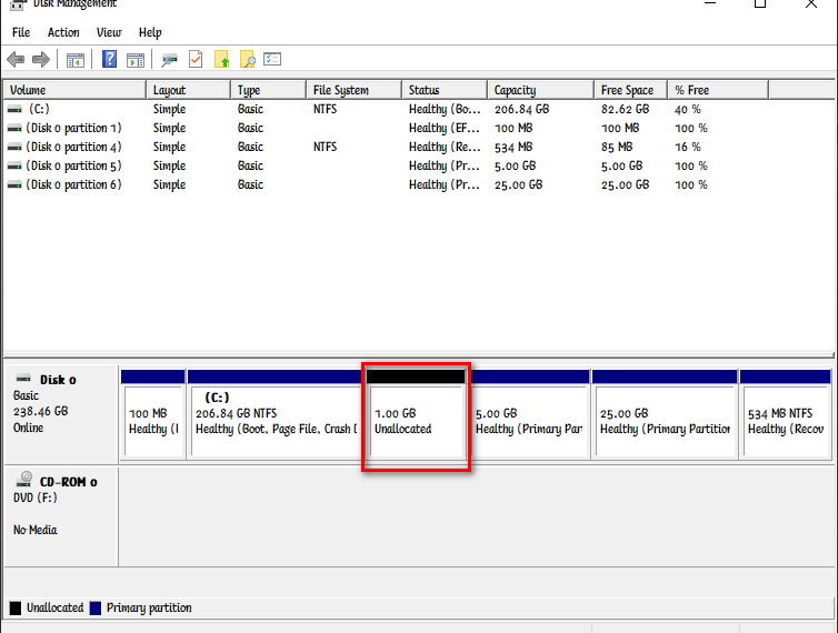 Windows disk management shrink volume 3