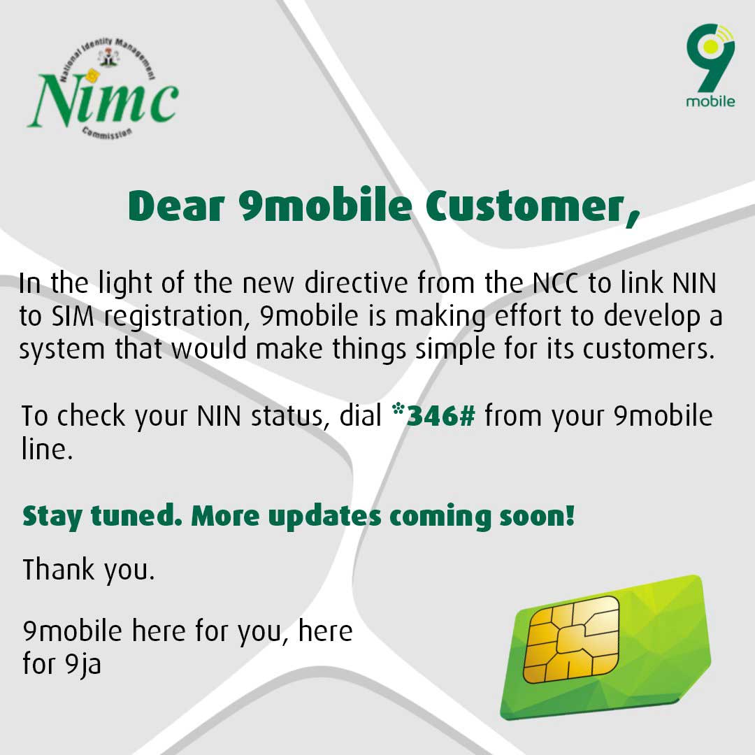 how to link 9mobile number with nin